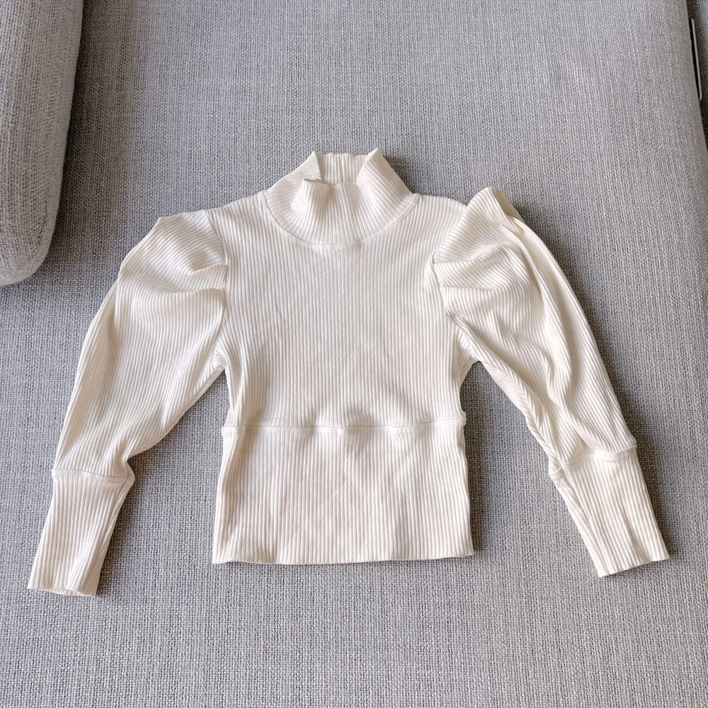 Free People White Cropped Turtleneck